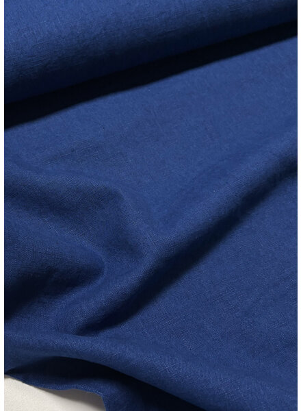 Plain linen indigo blue