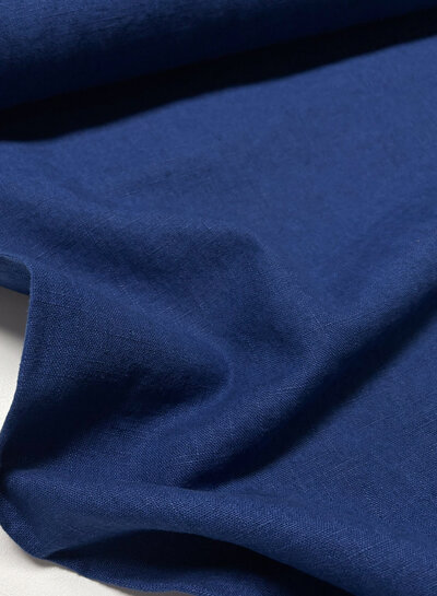 100% washed linen indigo