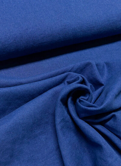 100% washed linen indigo