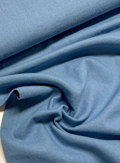 100% washed linen blue