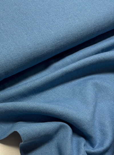 100% washed linen blue
