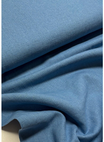 100% washed linen blue