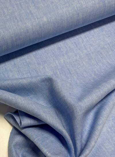 Madeline sky blue chevron - linen chambray