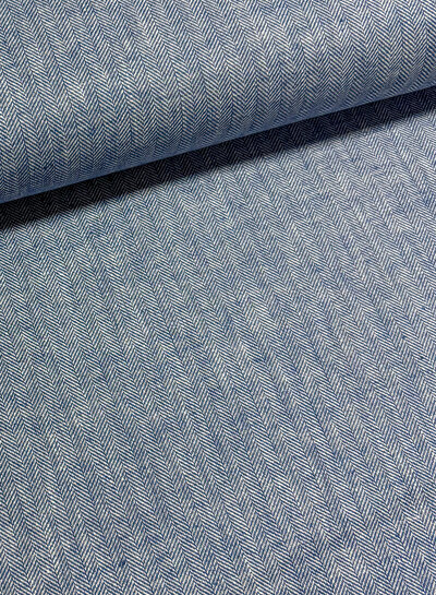 Madeline jeansblauw chevron - linnen chambray