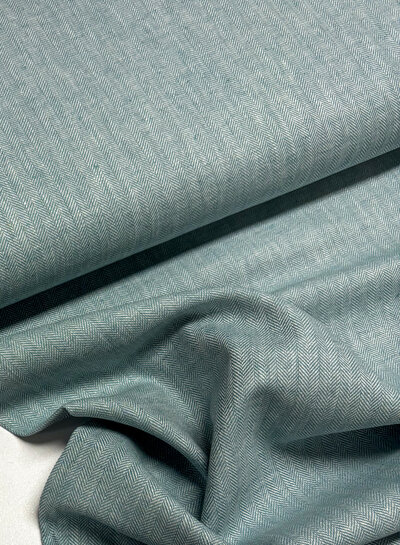 Madeline mint chevron - linen chambray