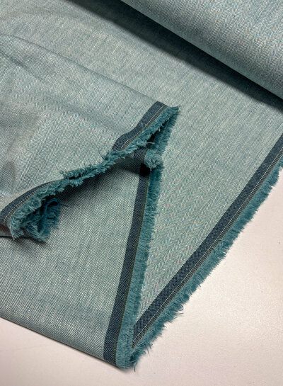 Madeline mint chevron - linnen chambray