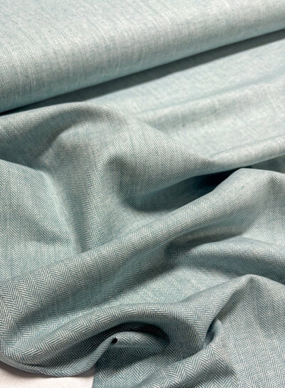 Madeline mint chevron - linen chambray