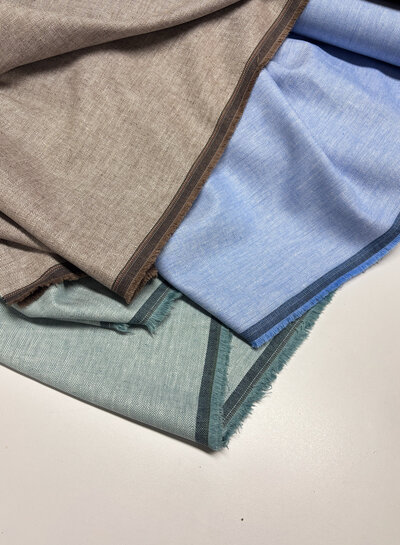 Madeline mint chevron - linen chambray