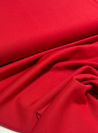 Madeline red softly falling gabardine