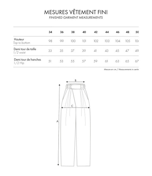 Atelier Brunette LE PANTALON CEINTURE  naaipatroon - Atelier Brunette