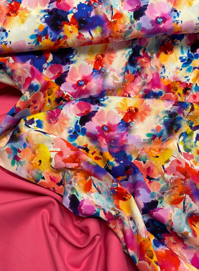 Madeline fuchsia - woven bamboo - recycled, very soft fabric and no wrinkles