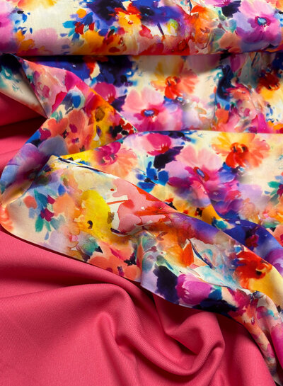 Madeline fuchsia -  geweven bamboe - gerecycleerde, heel soepelvallende stof en geen kreuk