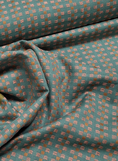 Fableism jacquard cotton basket weave - teal