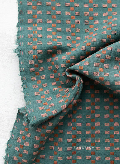 Fableism jacquard cotton basket weave - teal