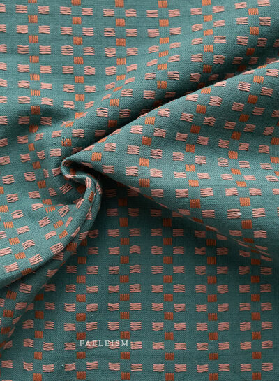 Fableism jacquard cotton basket weave - teal