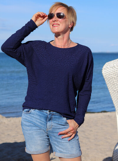 Swafing navy blue - summer cotton knit - very nice knit structure