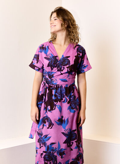 Atelier Jupe purple cotton with flowers