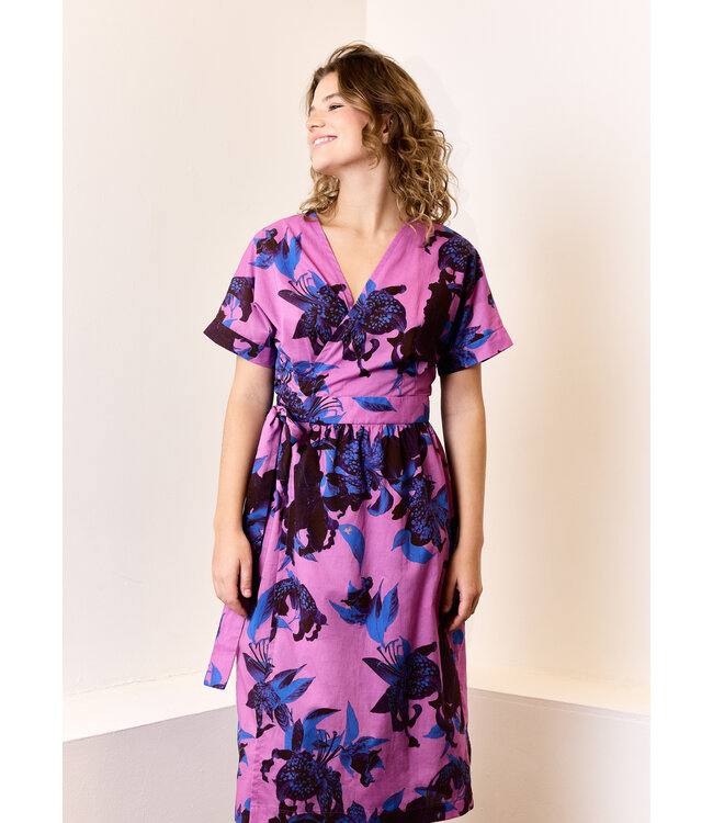 Atelier Jupe paarse katoen met bloemen