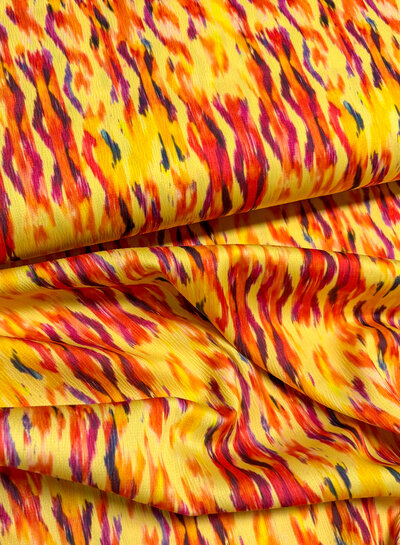 A la Ville Sunset brush - crepe met seersucker textuur