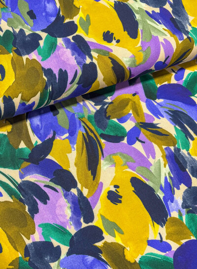 A la Ville painted flowers - lilac and ochre - Italian viscose