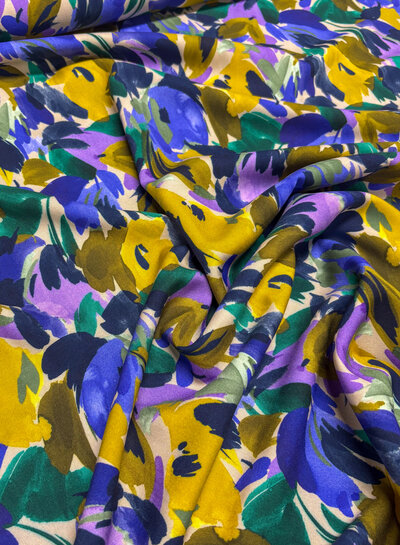 A la Ville painted flowers - lilac and ochre - Italian viscose