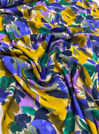 A la Ville painted flowers - lilac and ochre - Italian viscose