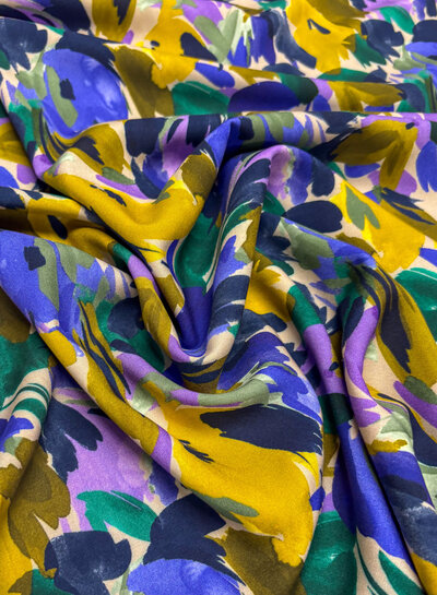 A la Ville painted flowers - lilac and ochre - Italian viscose