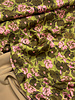 A la Ville beautiful green and pink flowers - satin