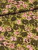 A la Ville prachtig groen en roze bloemen - satijn