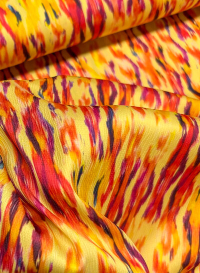 A la Ville Sunset brush - crepe met seersucker textuur