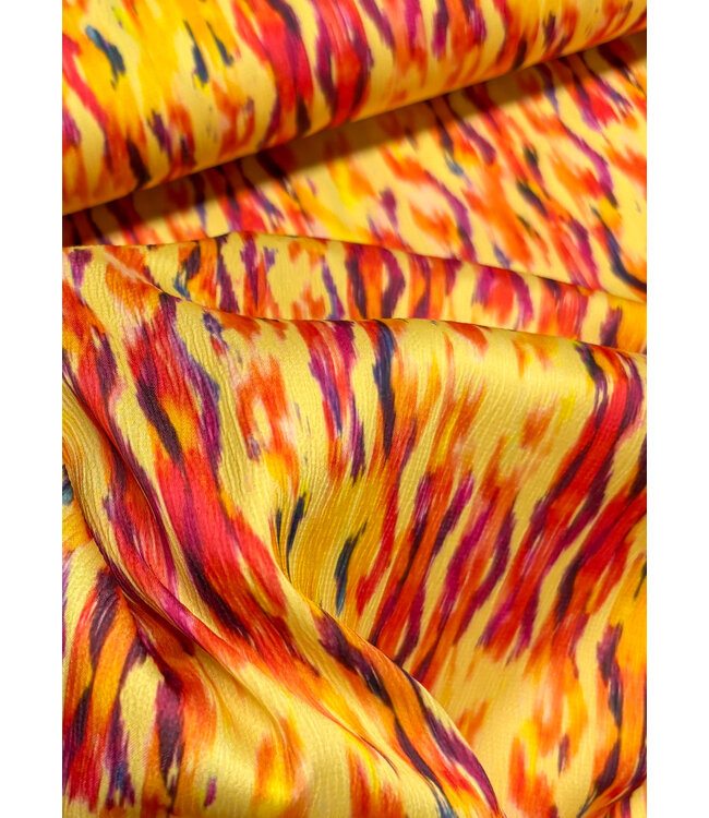A la Ville Sunset brush - crepe met seersucker textuur