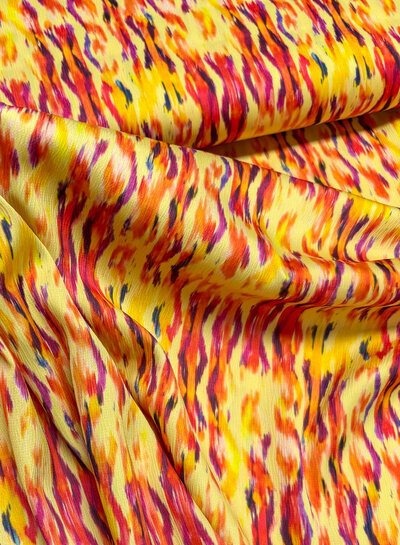 A la Ville Sunset brush - crepe met seersucker textuur