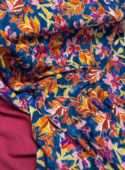 A la Ville painterly leaves - Italian viscose