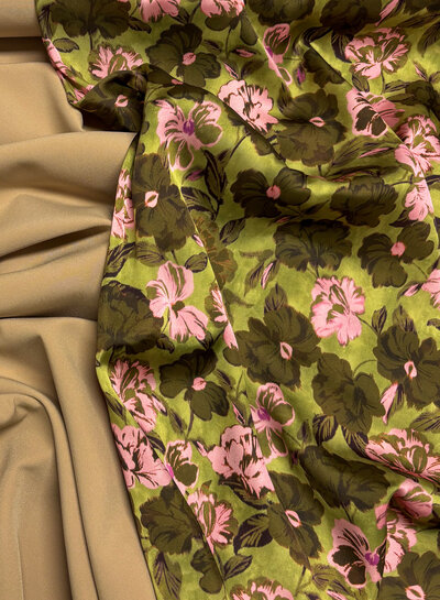 Madeline zandkleurig - stijlvolle geweven stof- kreukvrij - hoogstaande kwaliteit (Italie)