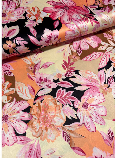 A la Ville mooie roze bloemenpracht - satijn