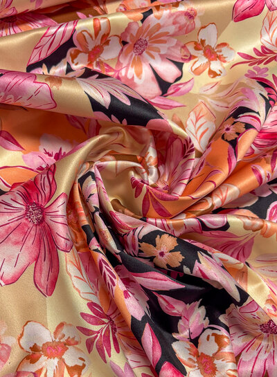 A la Ville beautiful pink floral splendor - satin