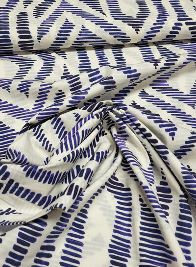 A la Ville Ikat print - prachtig blauw en gebroken wit - katoenvoile