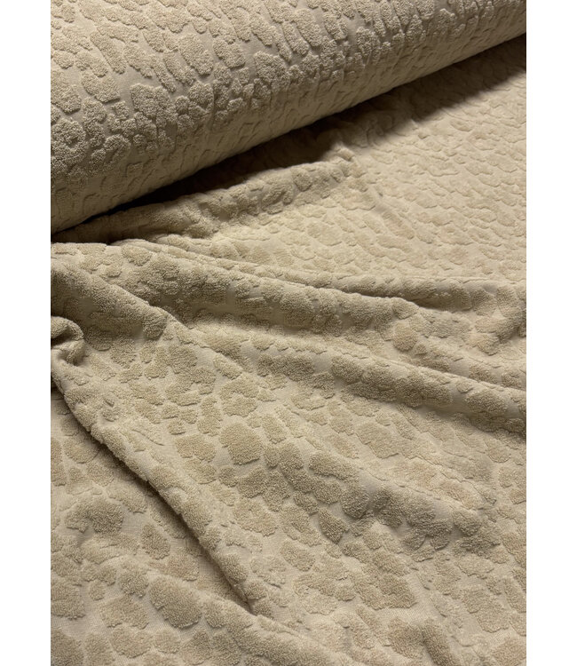 Madeline zandkleurig leopard spons / rekbare badstof
