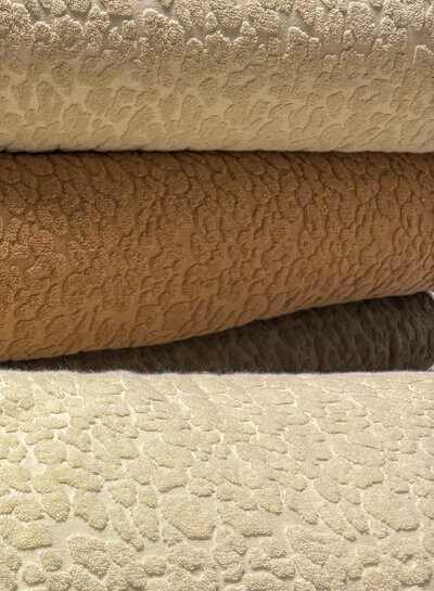 Madeline sand colored leopard sponge / stretch terry cloth