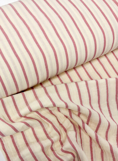 Madeline gestreept roze - tetra / double gauze