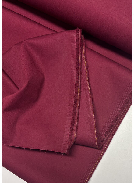 Madeline burgundy cotton gabardine - tight and sturdy woven - trench coat fabric (not waterproof)