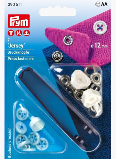 Prym Knoopjes (blauw)  - naaivrije jersey drukknopen - 12mm 7 stuks
