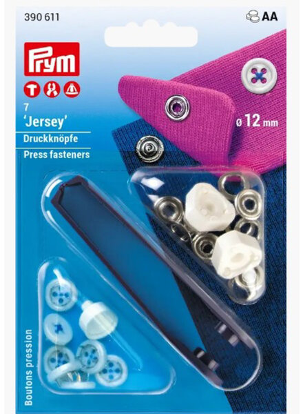 Prym Buttons (blue) - sew-free jersey snap fasteners - 12mm 7 pieces