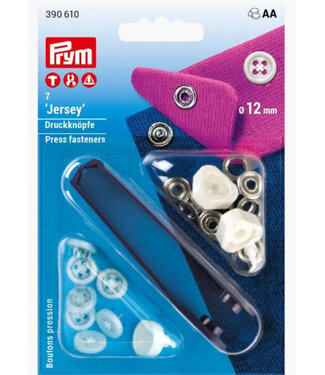Prym Knoopjes (wit)  - naaivrije jersey drukknopen - 12mm 7 stuks