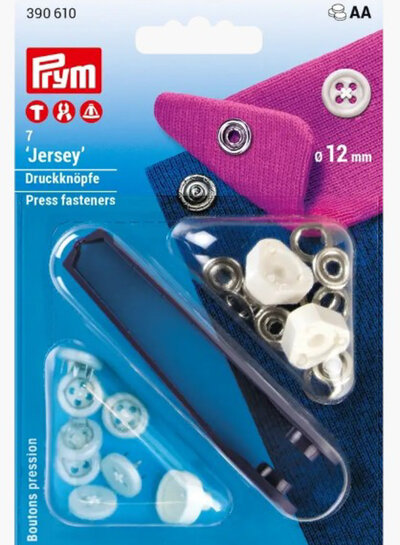 Prym Knoopjes (wit)  - naaivrije jersey drukknopen - 12mm 7 stuks