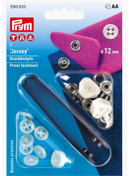 Prym Knoopjes (wit)  - naaivrije jersey drukknopen - 12mm 7 stuks