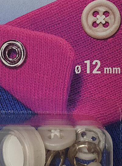 Prym Buttons (white) - sew-free jersey snap fasteners - 12mm 7 pieces