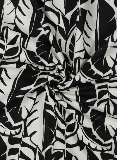 leaves black and white - canvas