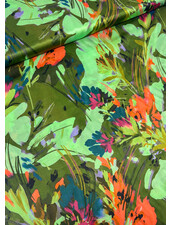 Marylene Madou green flower field - beautiful satin viscose