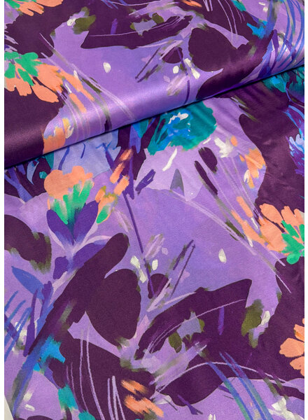 Marylene Madou Violet flower field - beautiful satin viscose